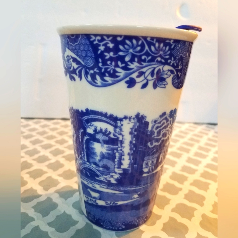 Spode Italian Blue 8 Oz Travel Mug New